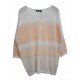 Beautiful white and light peach oversize sweater in fine knit with 3/4 sleeves